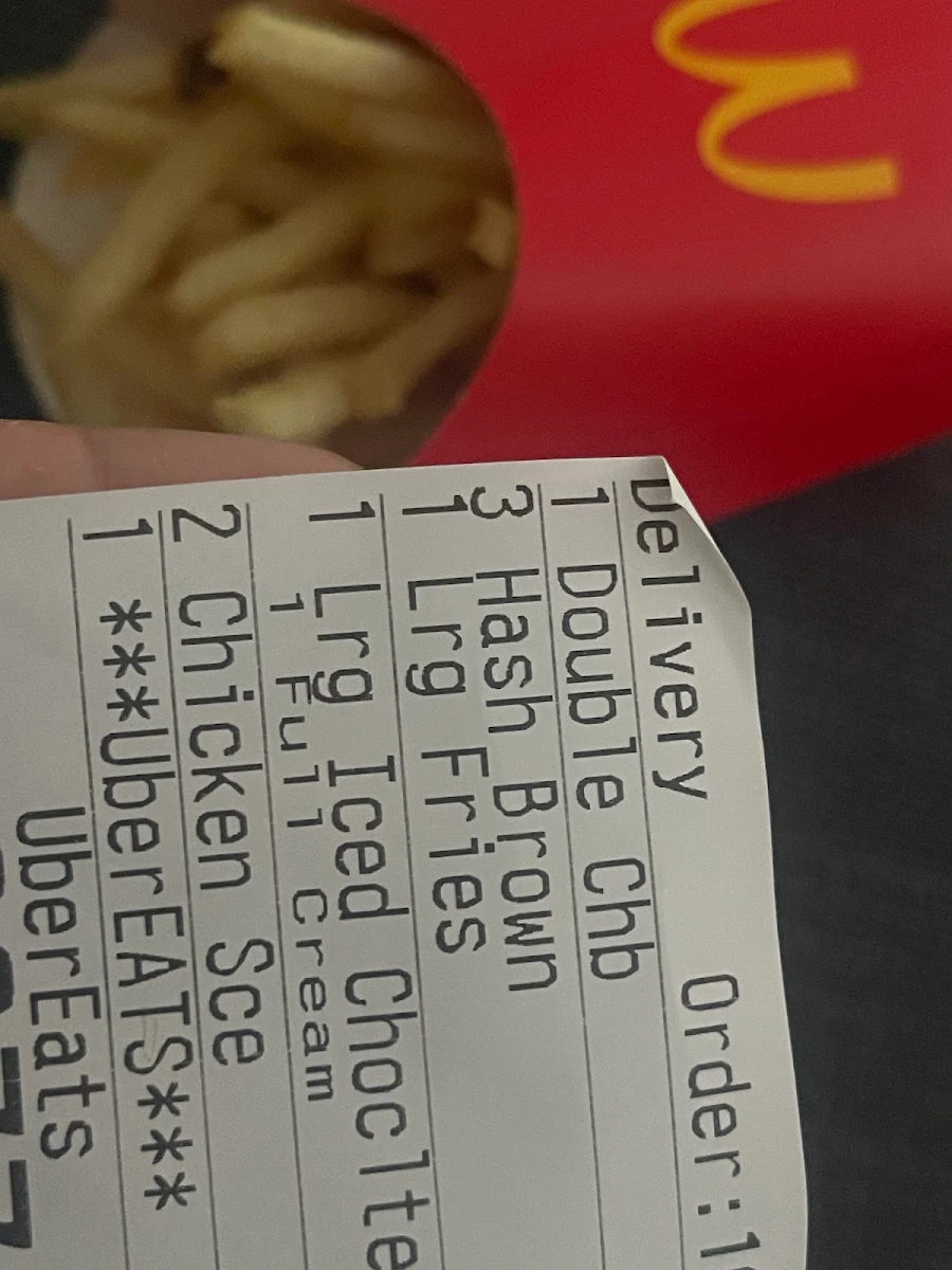 Menu, McDonald's Brighton