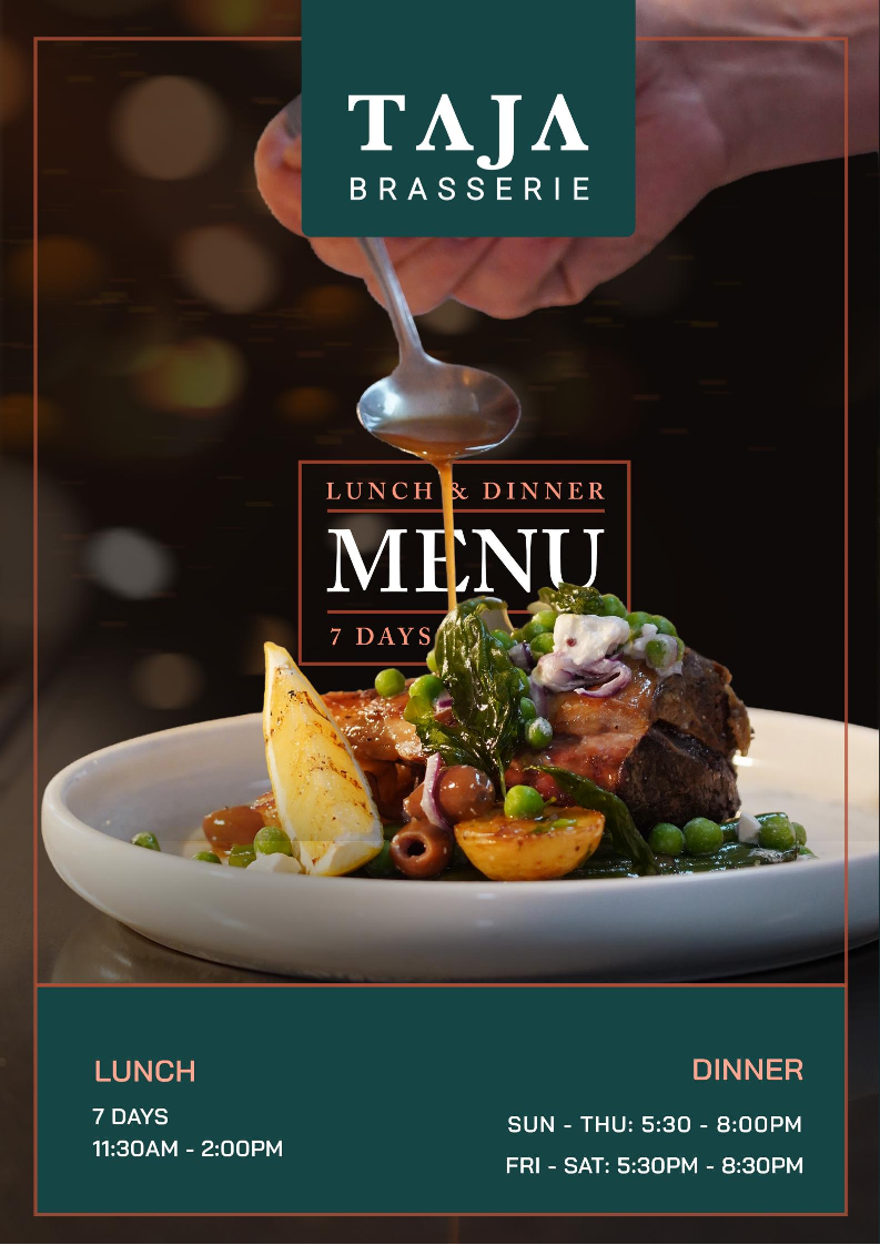 Menu, Taja Brasserie Shoalhaven Heads