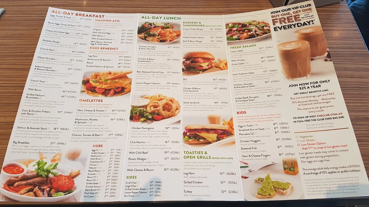 Menu, The Coffee Club Café - Domain Townsville