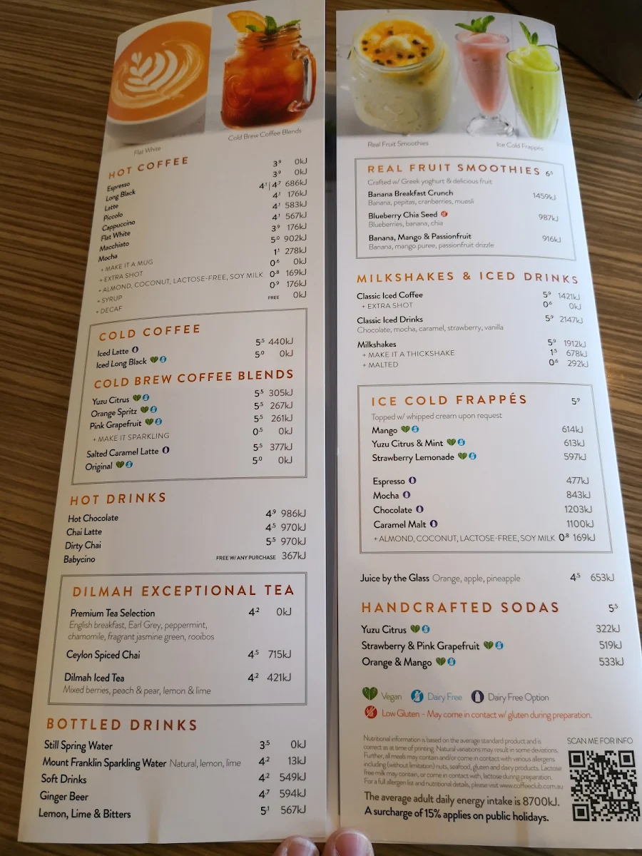 Menu, The Coffee Club Café - Domain Townsville