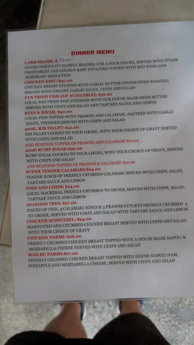 Menu, Marine Hotel