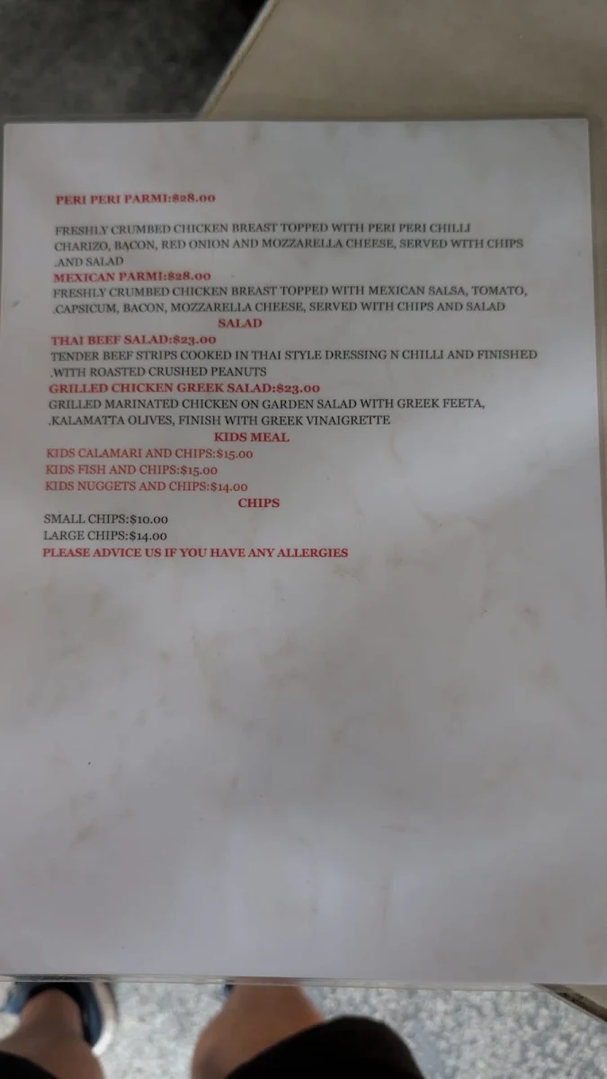Menu, Marine Hotel