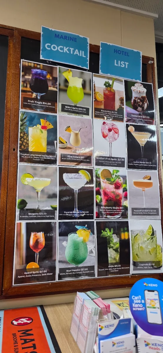 Menu, Marine Hotel