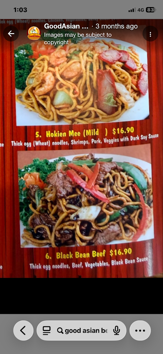Menu, GoodAsian Beerwah