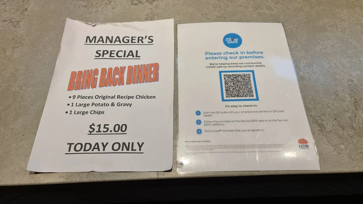 Menu, KFC Ulladulla
