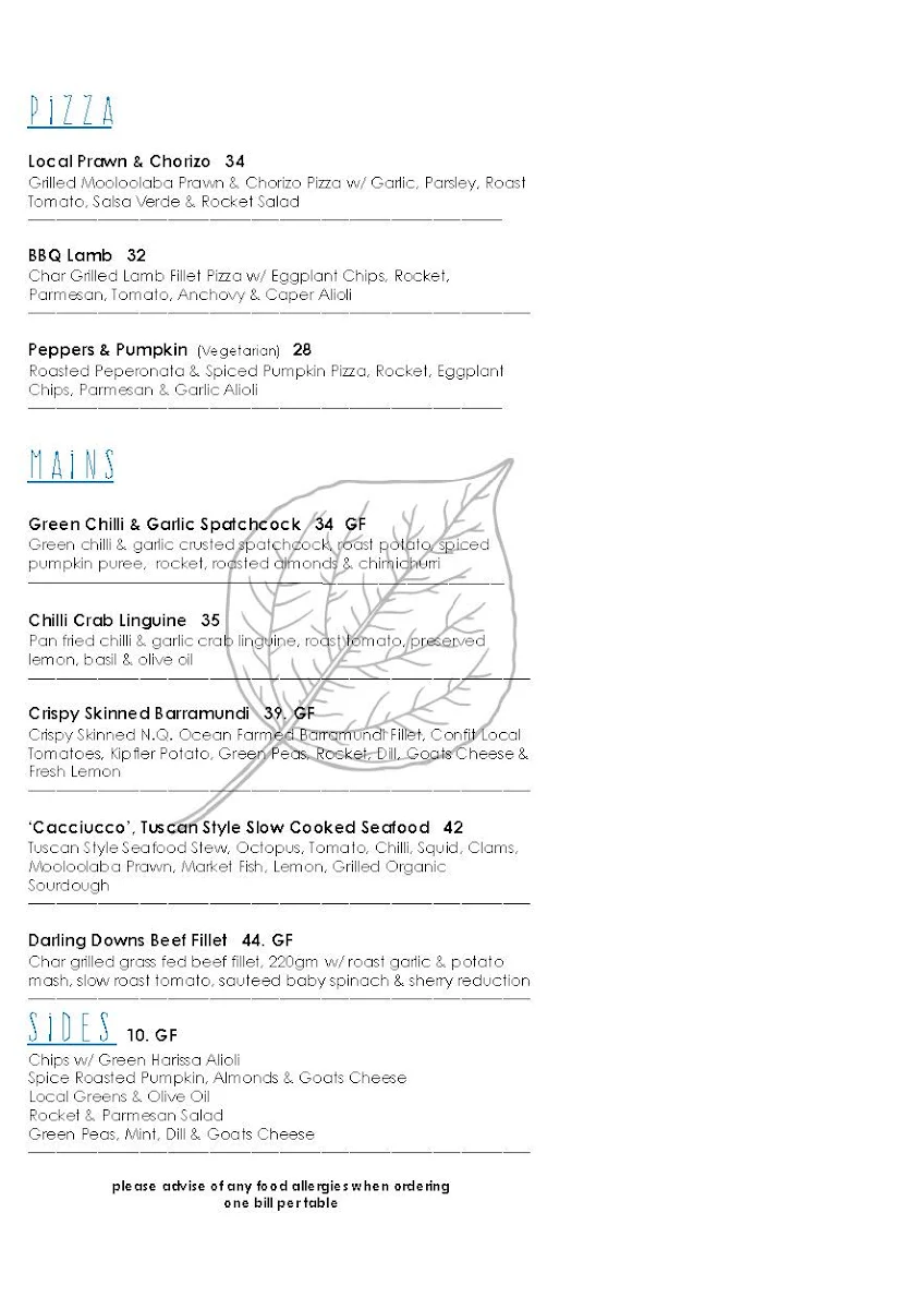Menu, Local Flow Eatery
