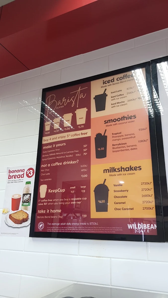 Menu, wildbean cafe