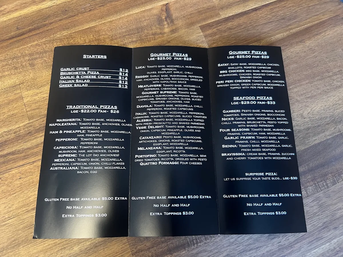 Menu, BRAVISSIMA PIZZA