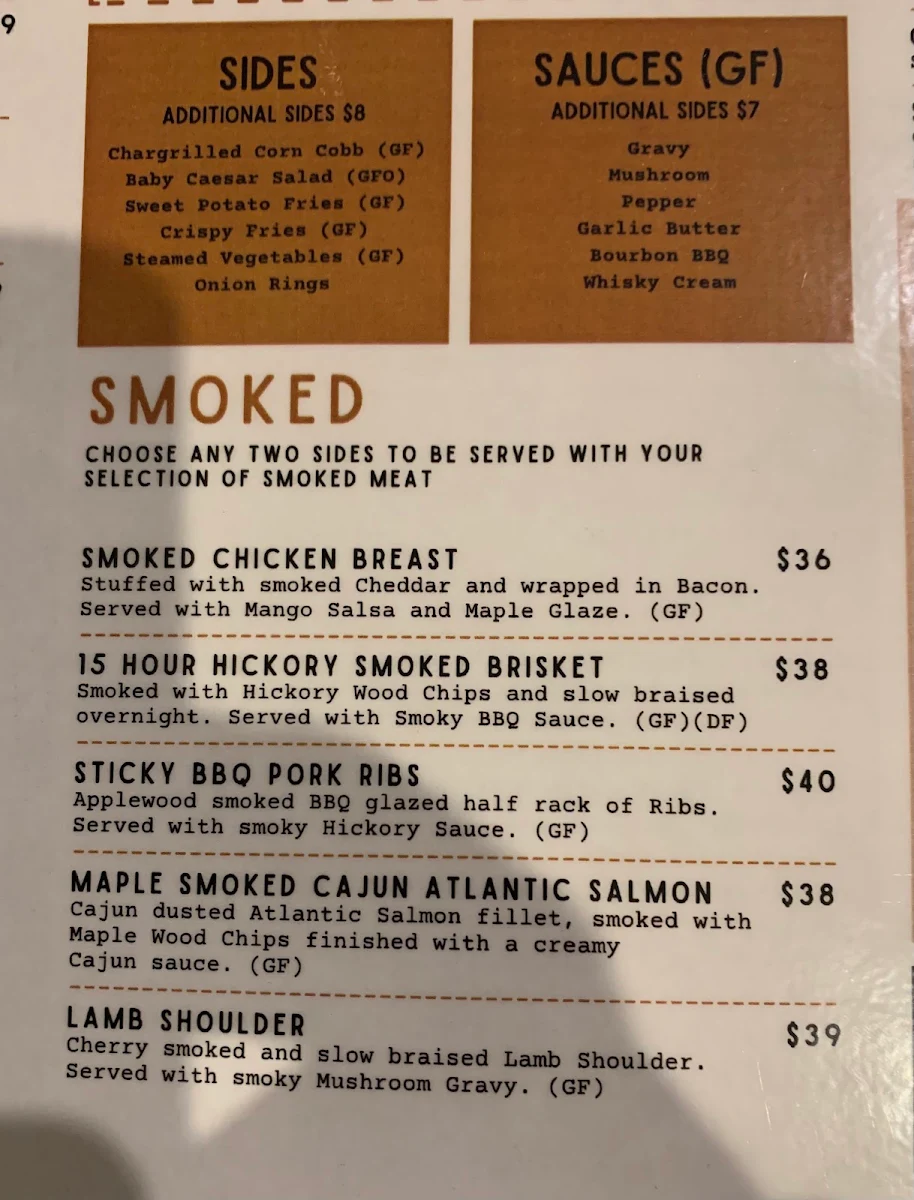 Menu, Elements Restaurant & Bar Warrnambool