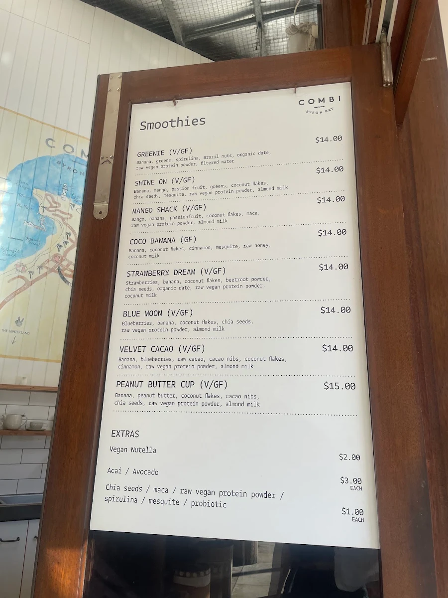 Menu, Combi Byron Bay