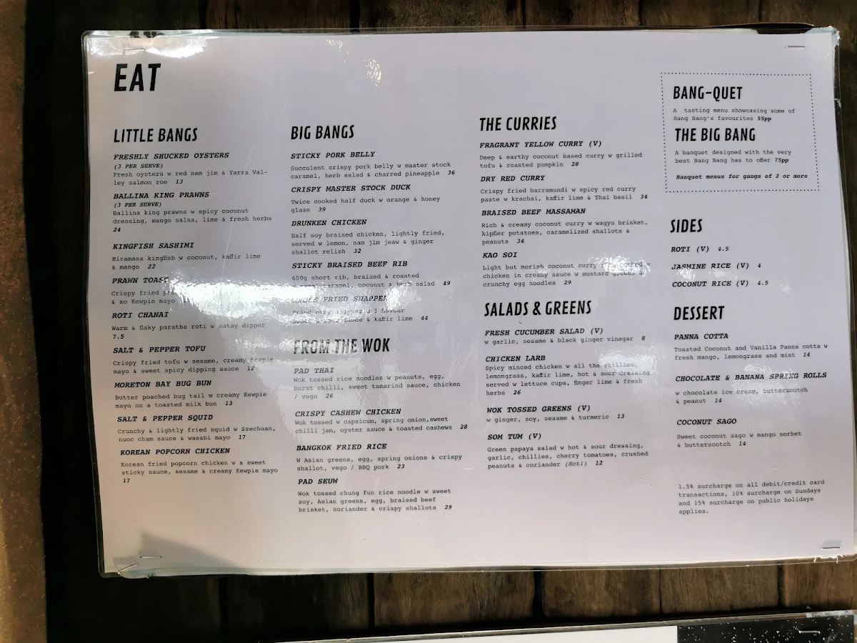 Menu, Combi Byron Bay