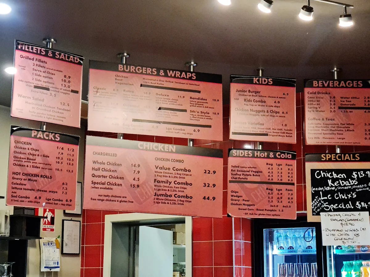 Menu, Le Chix Restaurant Cafe