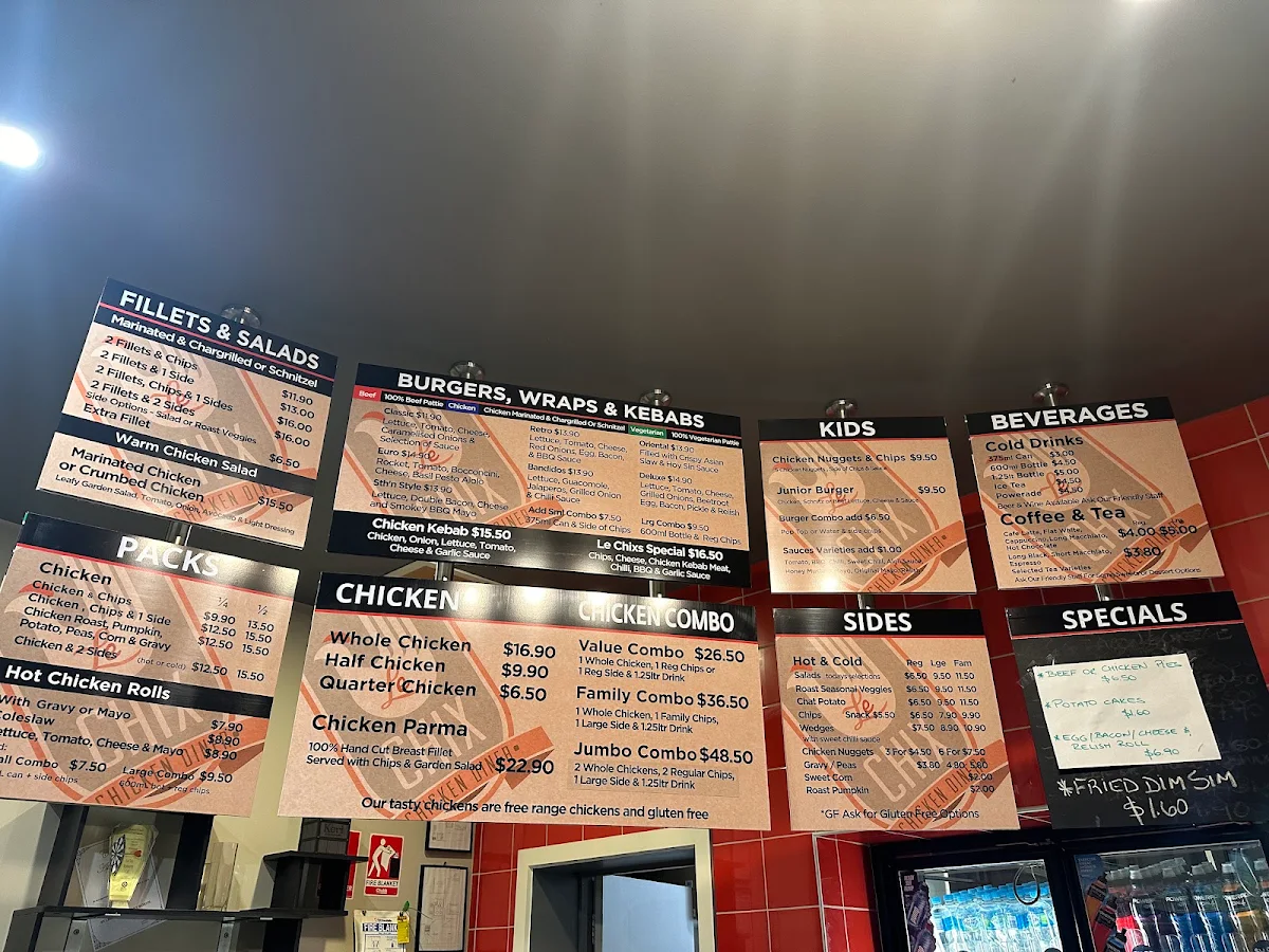 Menu, Le Chix Restaurant Cafe