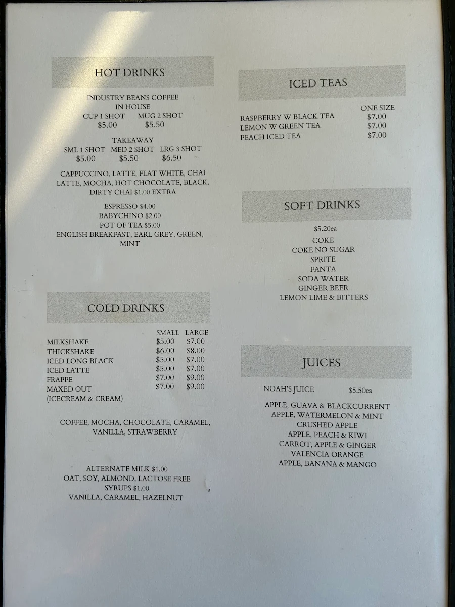 Menu, Euro Fusion Cafe