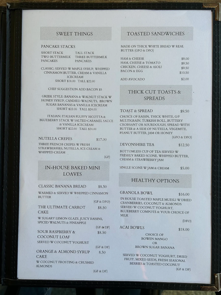 Menu, Euro Fusion Cafe