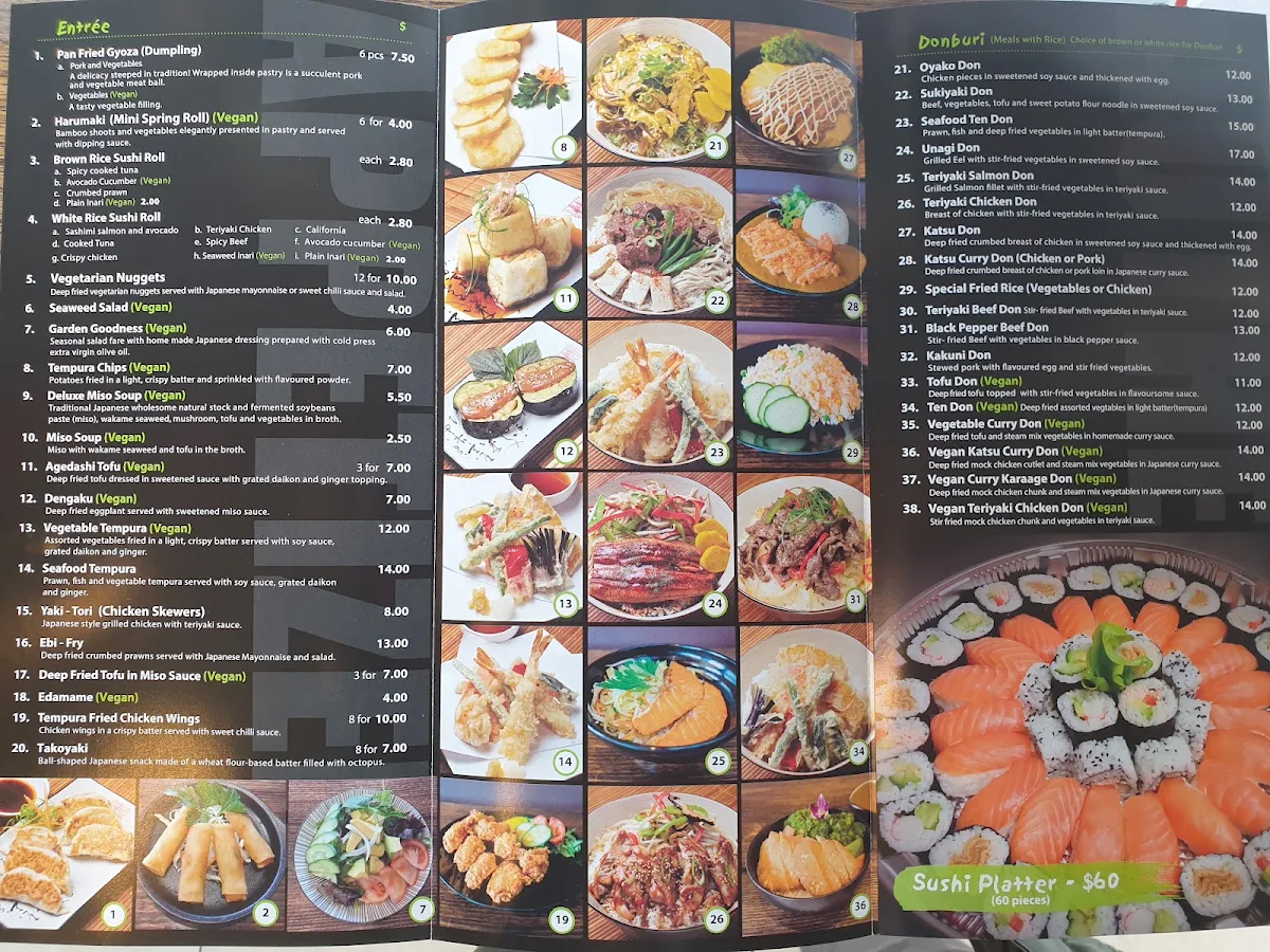 Menu, Tempura Japanese Cafe