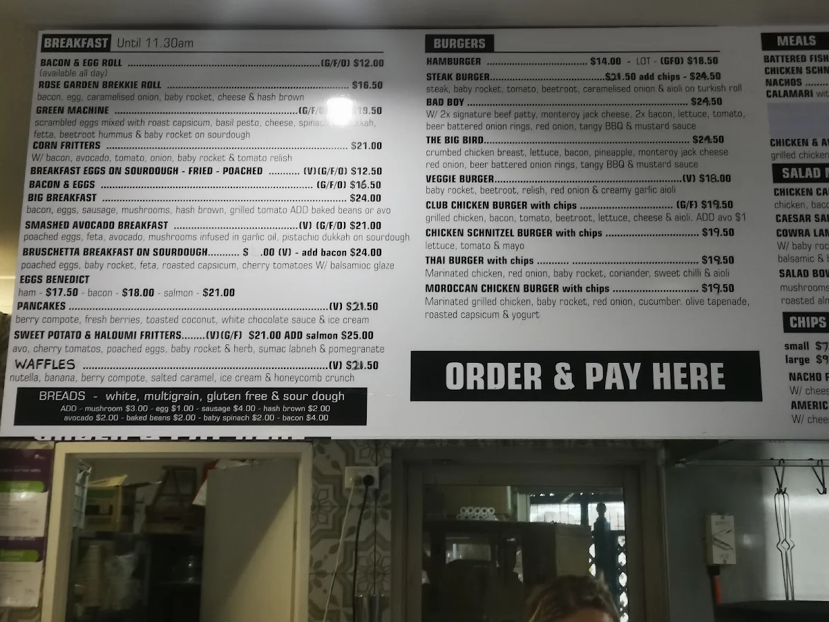Menu, Rose Garden Coffee Place