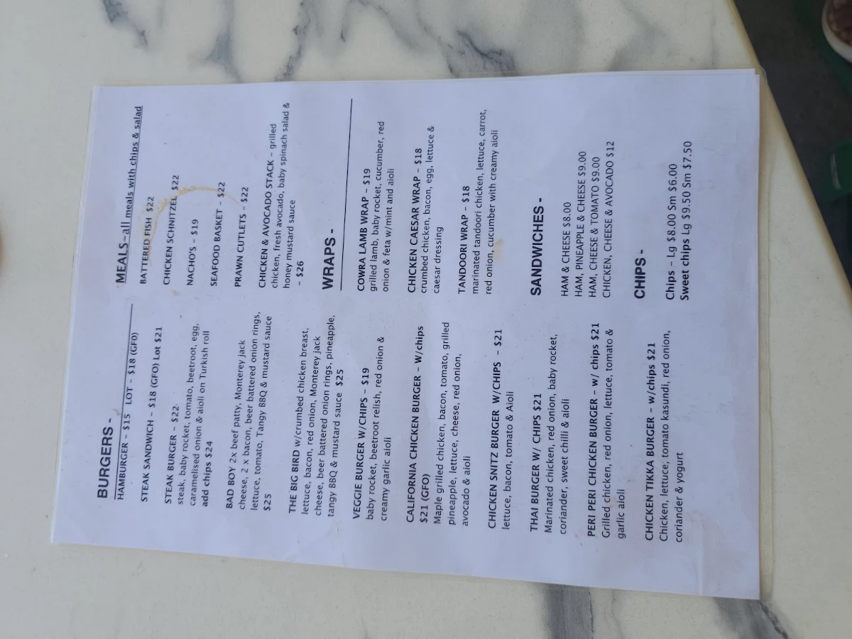 Menu, Rose Garden Coffee Place