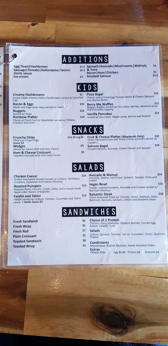 Menu, Cafe 312