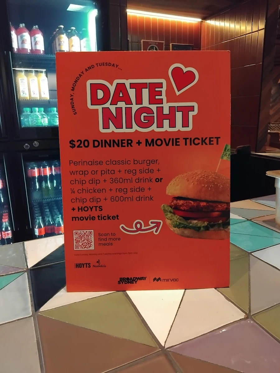Menu, Nando's Broadway Shopping Centre