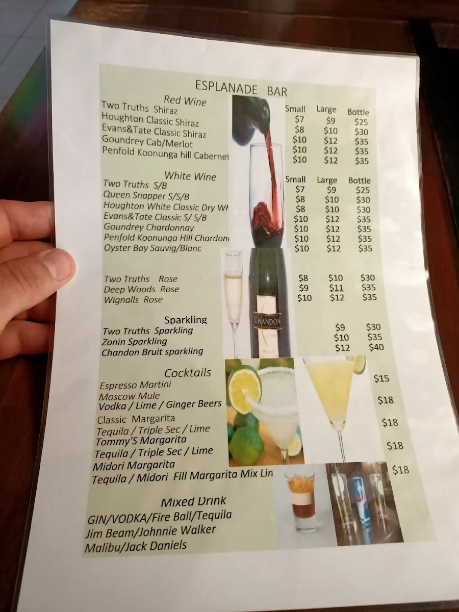 Menu, Esplanade Bar