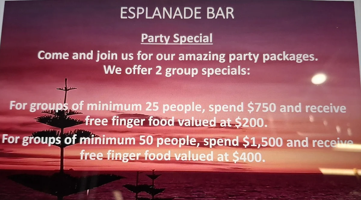 Menu, Esplanade Bar