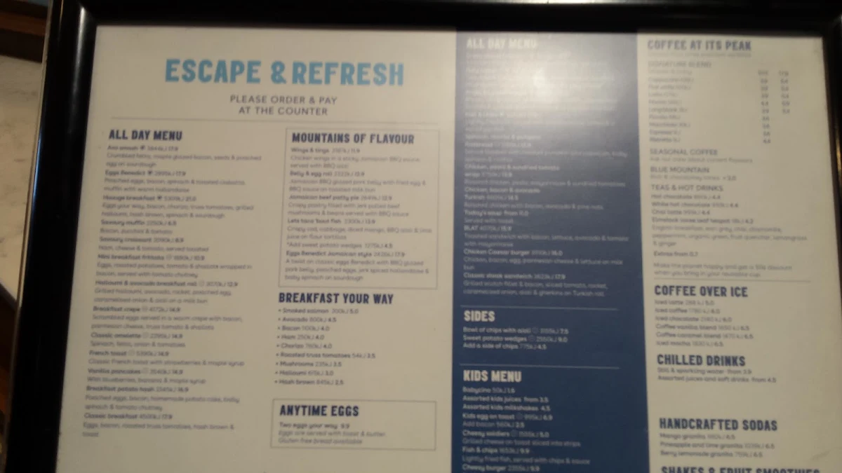 Menu, Jamaica Blue Cranbourne Park