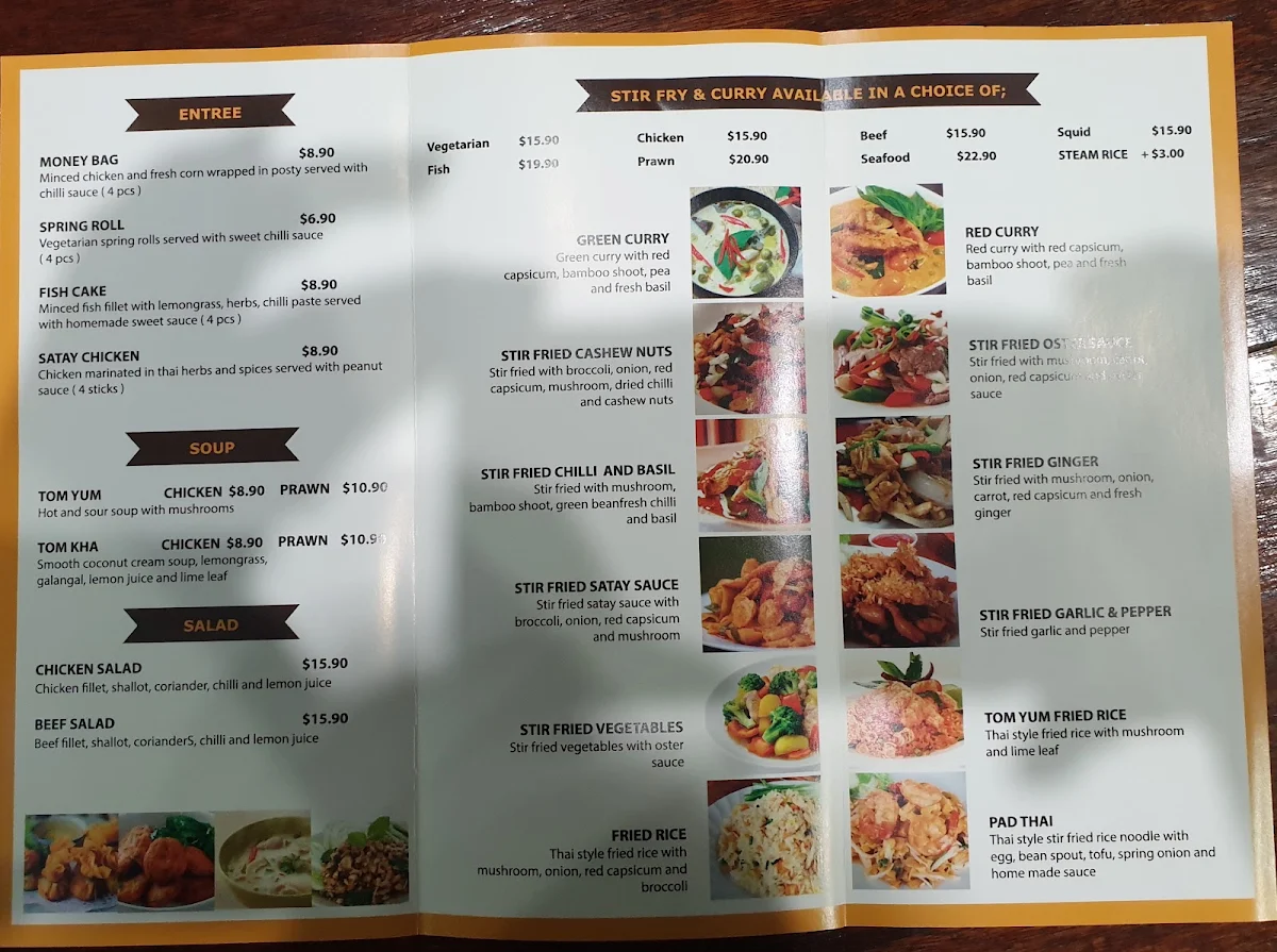 Menu, Noot's Thai