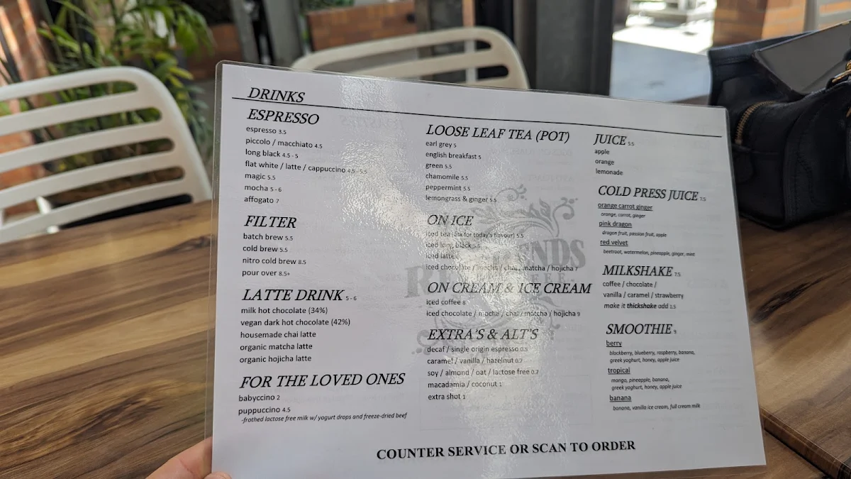 Menu, Reverends Coffee Co