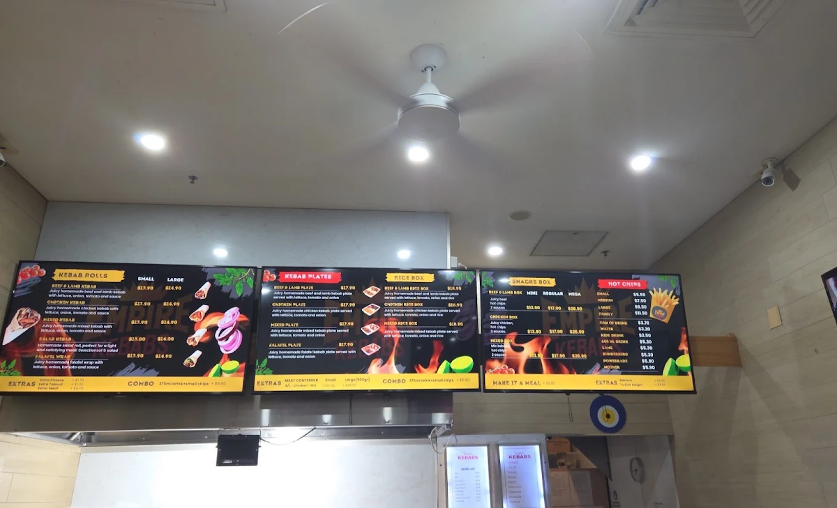 Menu, Empire Kebabs Warner