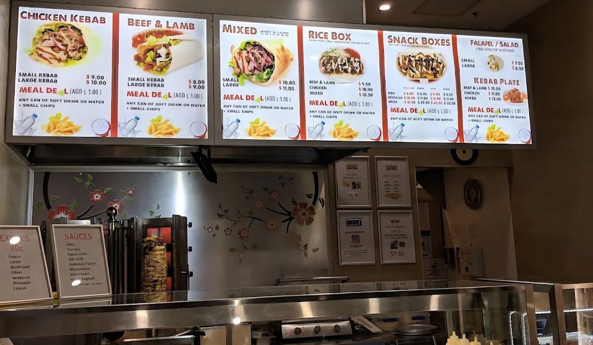 Menu, Empire Kebabs Warner