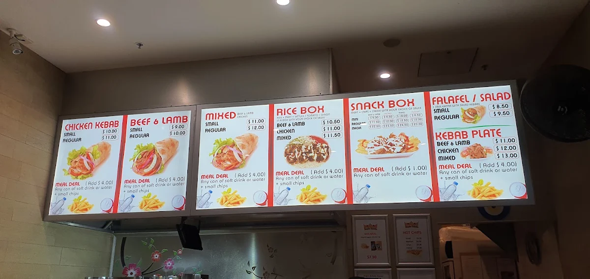 Menu, Empire Kebabs Warner
