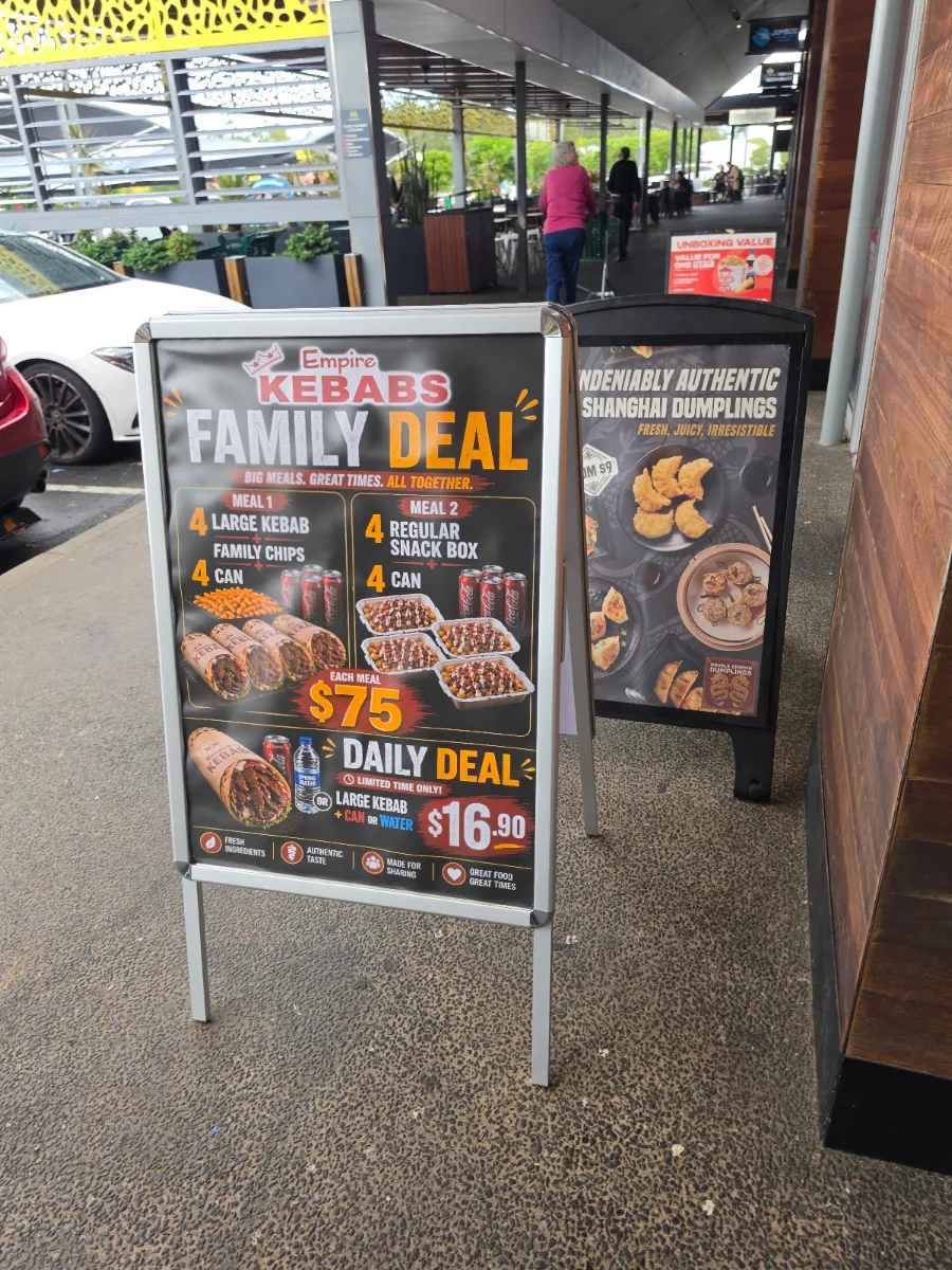 Menu, Empire Kebabs Warner