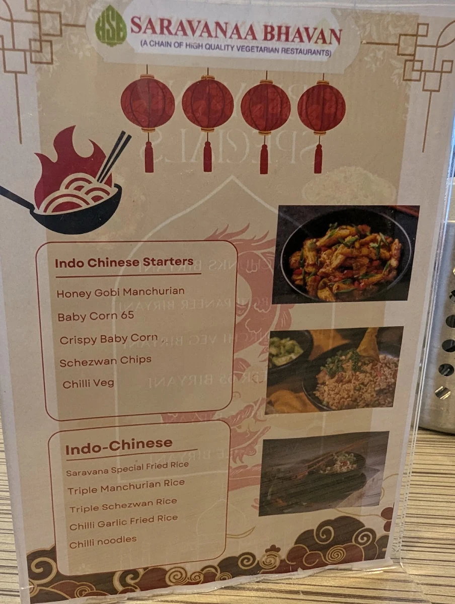 Menu, Saravanaa Bhavan