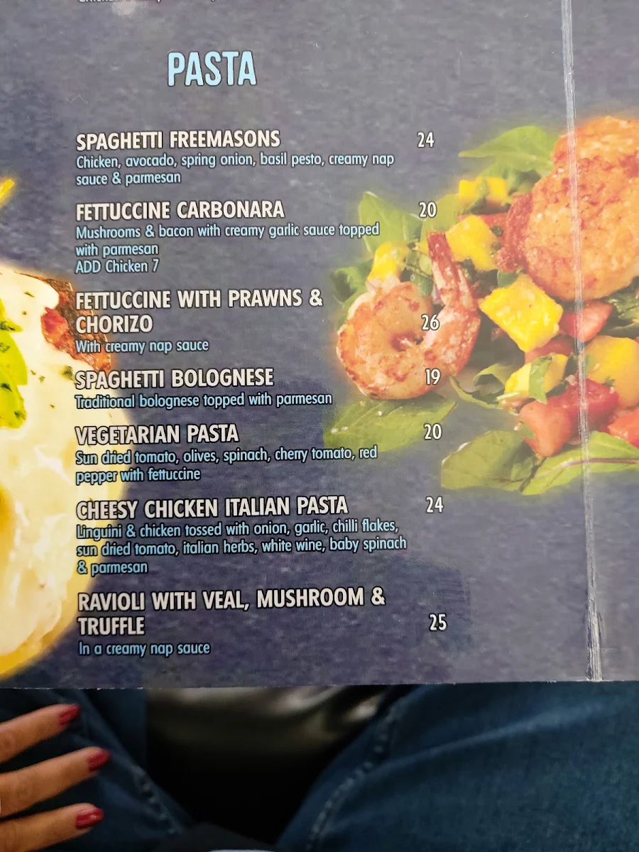 Menu, Freemasons Hotel
