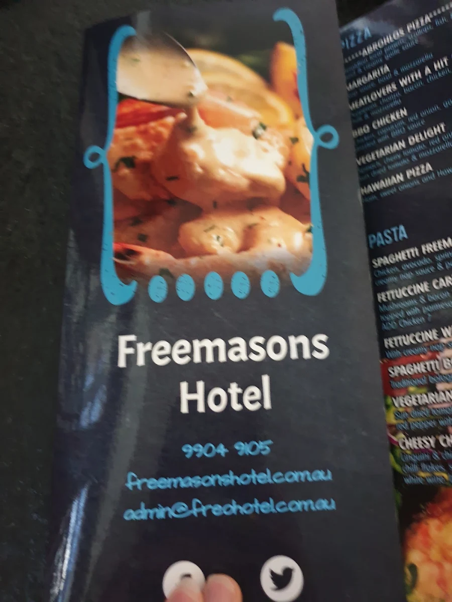 Menu, Freemasons Hotel