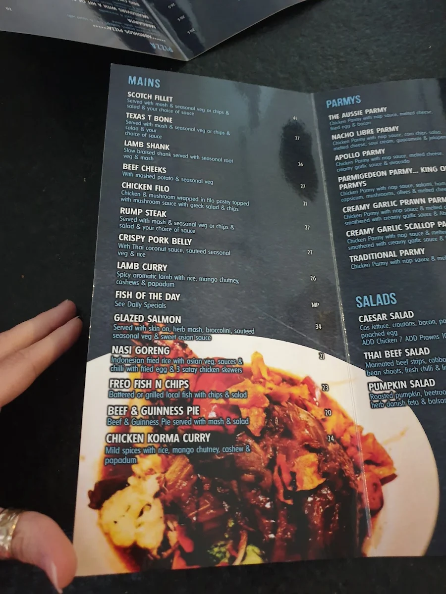 Menu, Freemasons Hotel