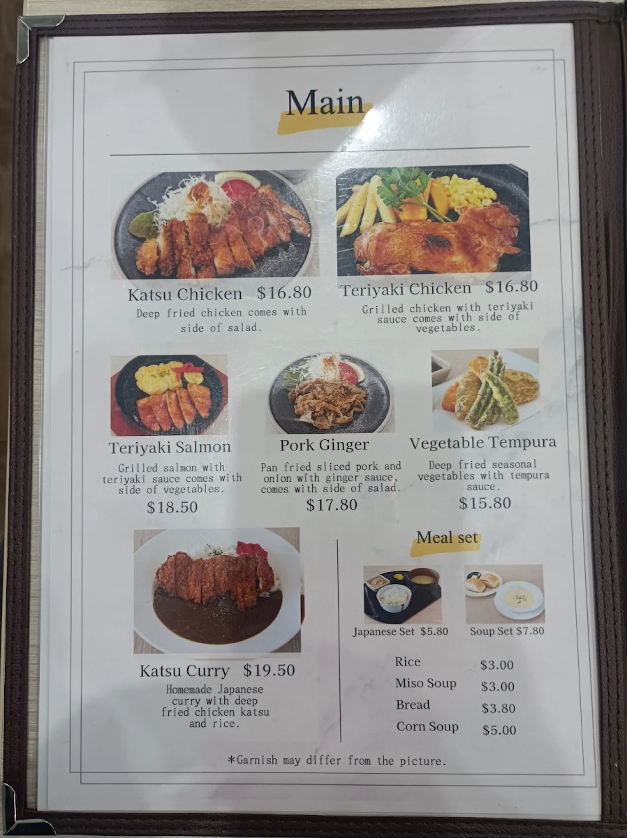 Menu, Arata Japanese Dining