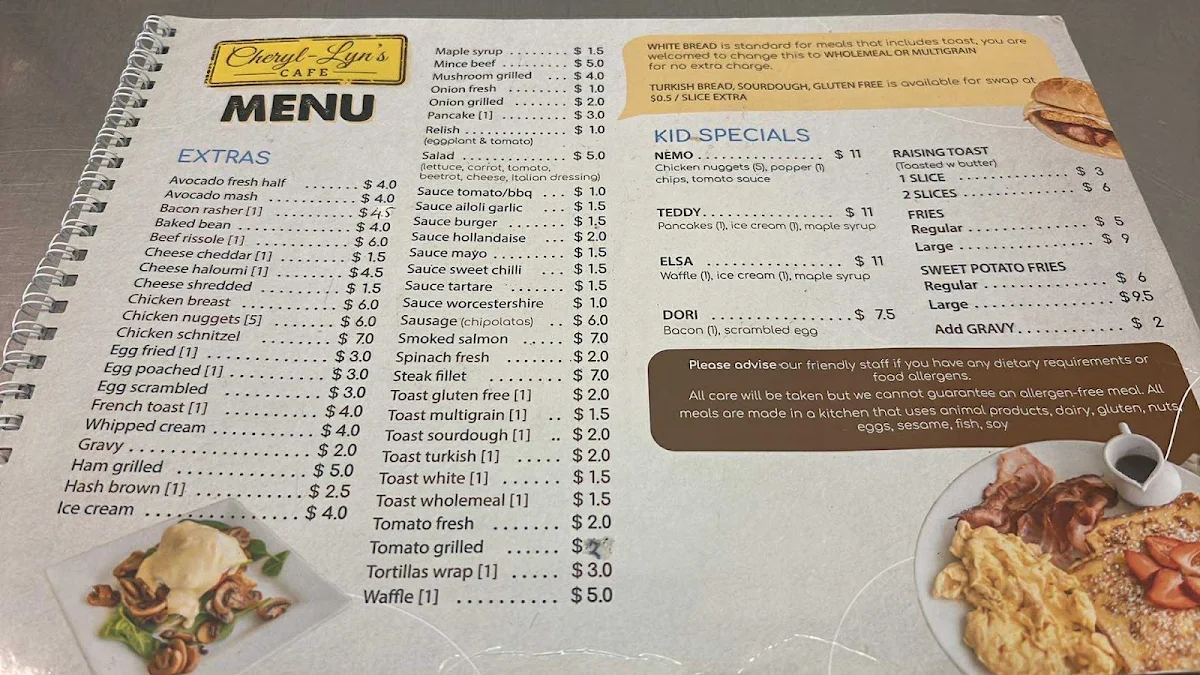 Menu, Cheryl-Lyn's Cafe