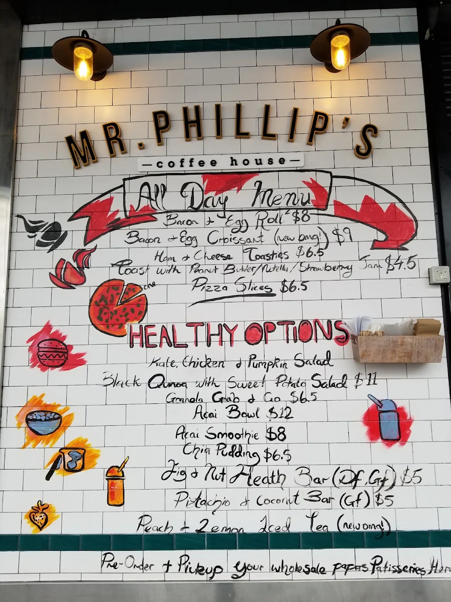 Menu, Mr Phillip’s Coffee House Parramatta