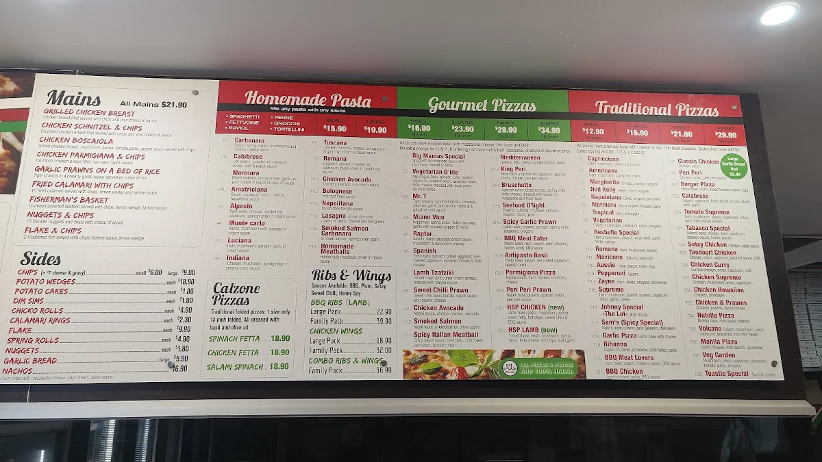 Menu, Johnny Boys Pizza Mulgrave