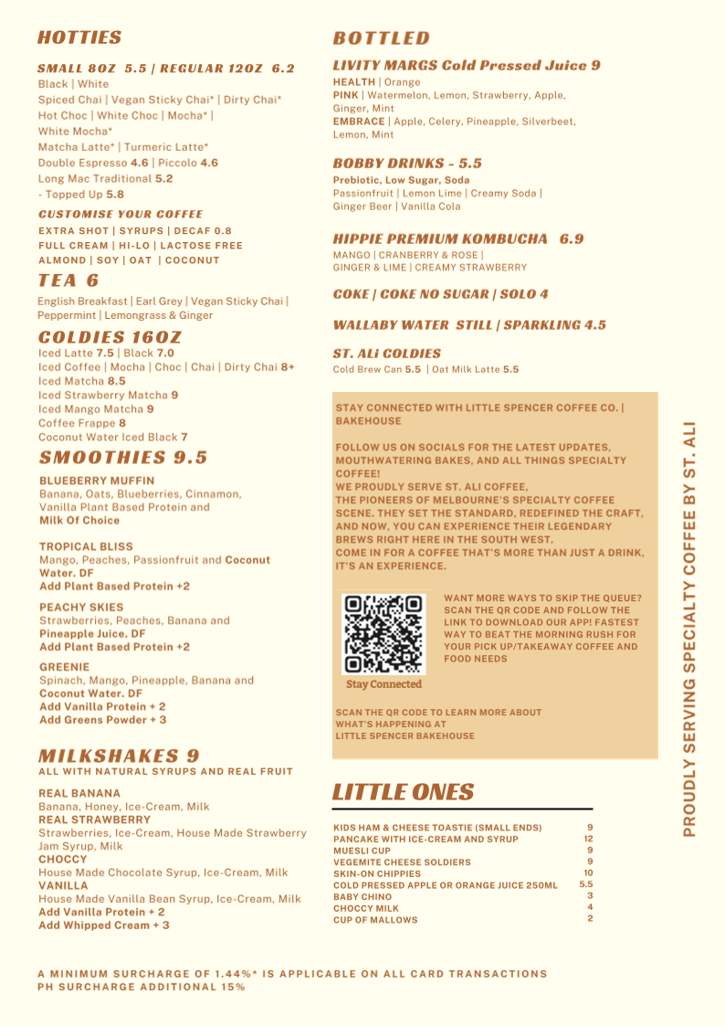 Menu, Little Spencer Coffee Co | Bakehouse