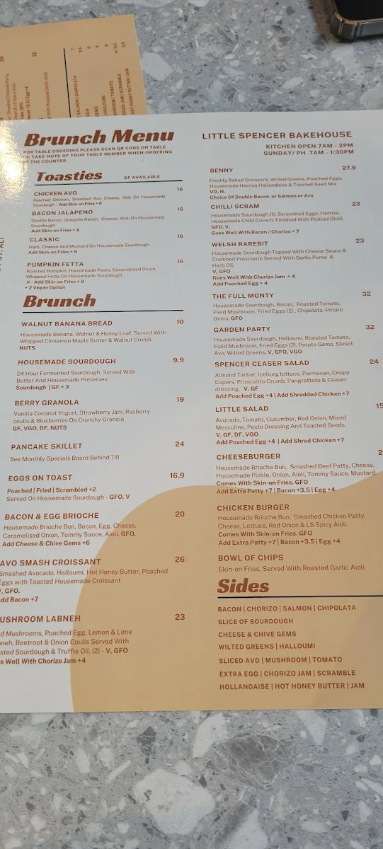 Menu, Little Spencer Coffee Co | Bakehouse