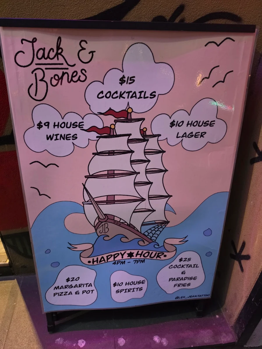 Menu, Jack & Bones Island Bar