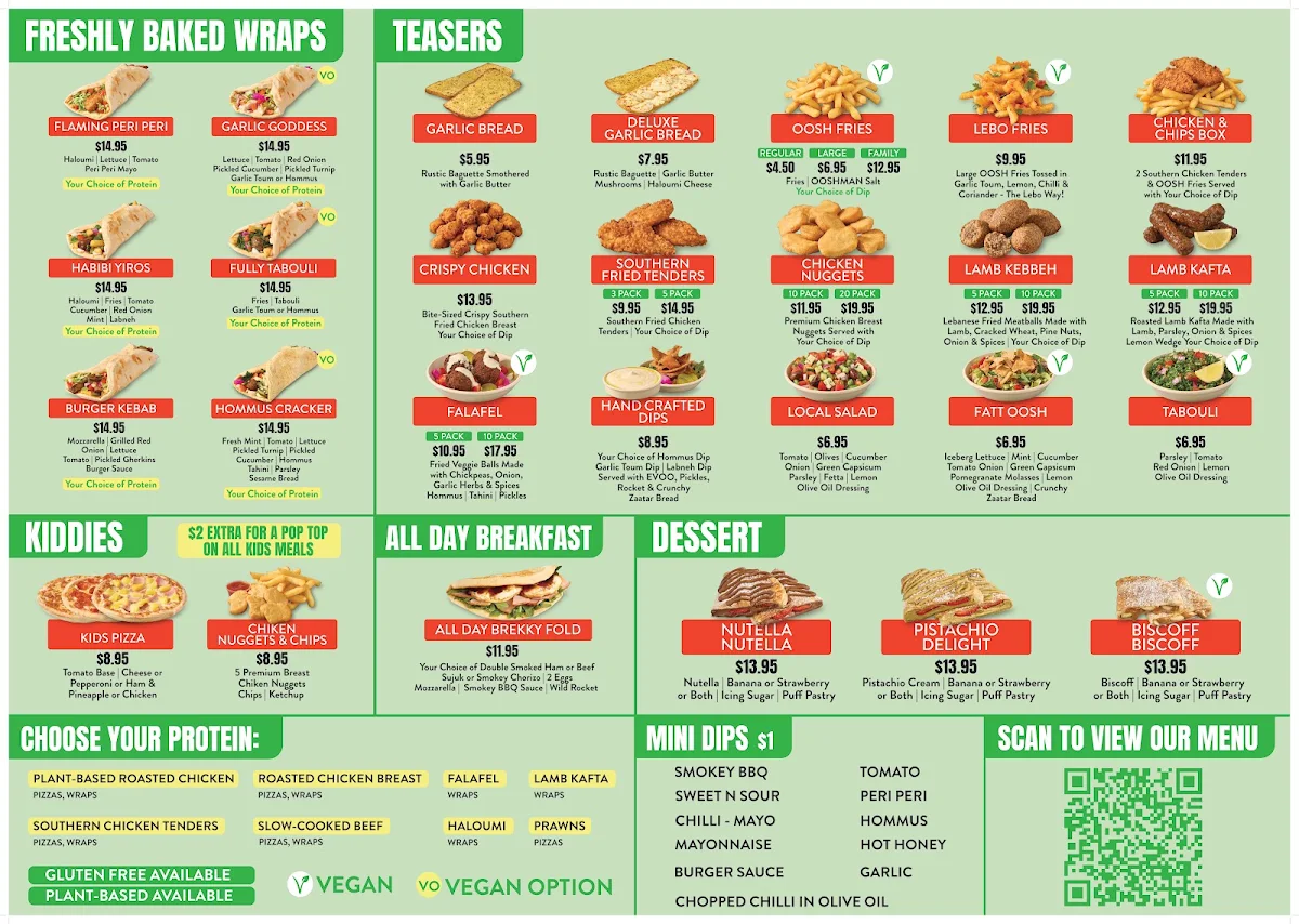 Menu, OOSHMAN Sans Souci