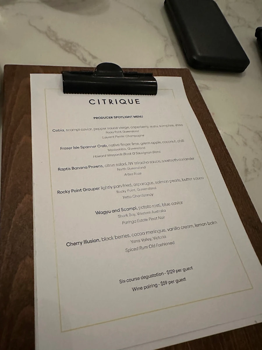 Menu, Citrique