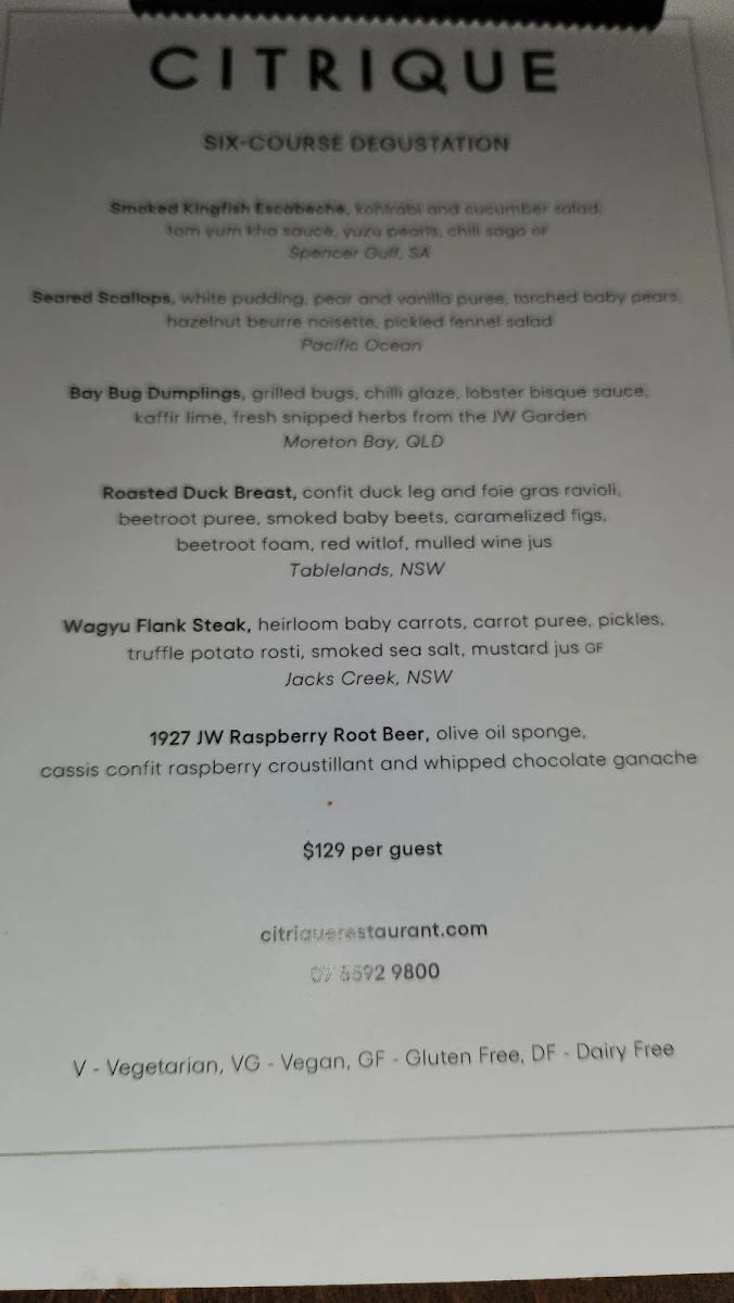 Menu, Citrique