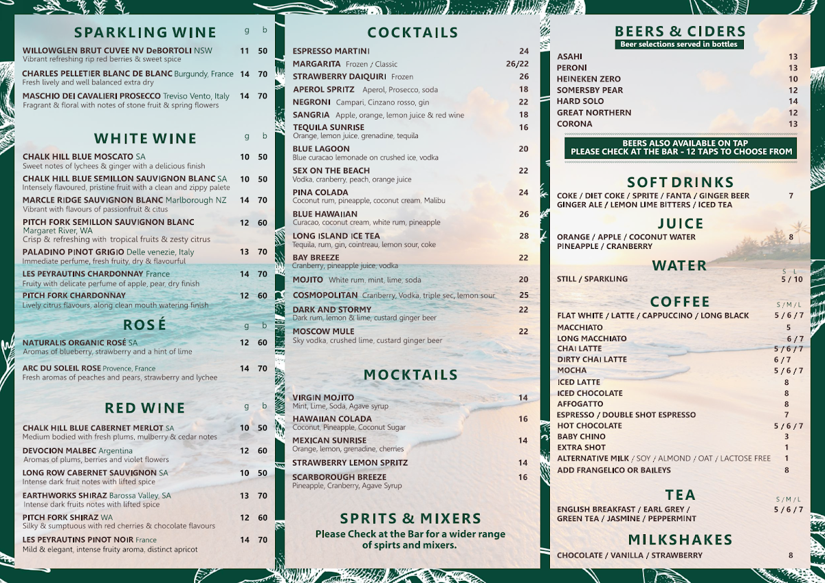 Menu, Bay Bay's on Scarborough