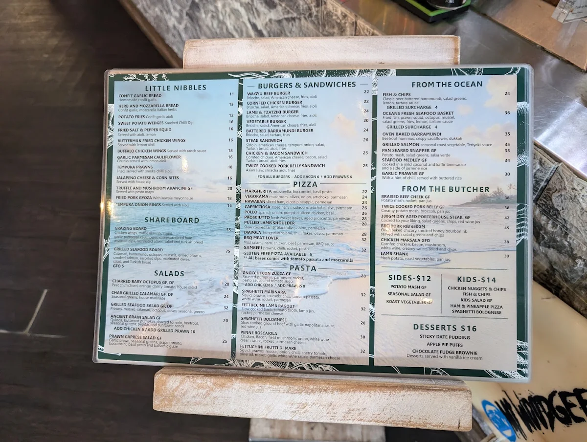 Menu, Bay Bay's on Scarborough