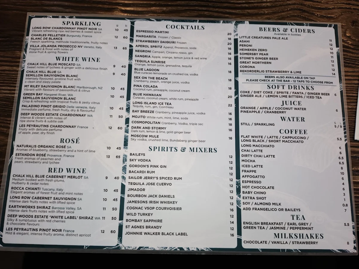 Menu, Bay Bay's on Scarborough